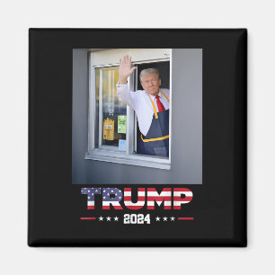 Trump Works Drive-thru Trump Serving French Fries Magnet