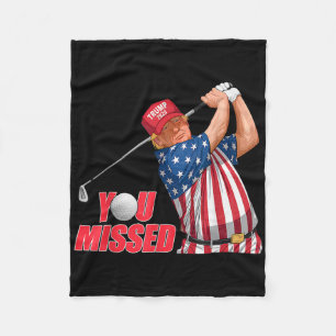 Trump You Missed Funny Golf Red Hat Fleece Blanket