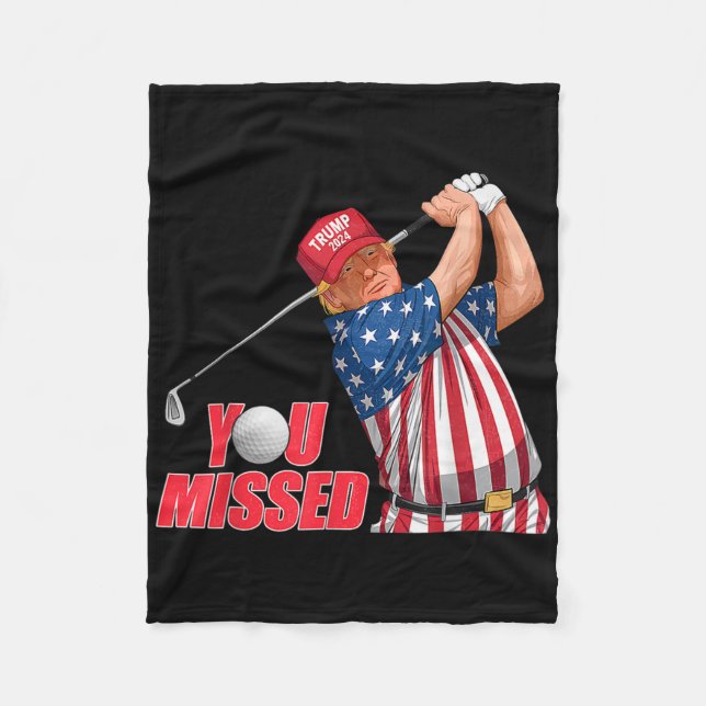 Trump You Missed Funny Golf Red Hat  Fleece Blanket (Front)