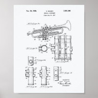 Trumpet 1939 Patent Art White Paper