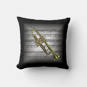 Trumpet ~ 3-D Sheet Music ~ Pillow Grey/Black ~