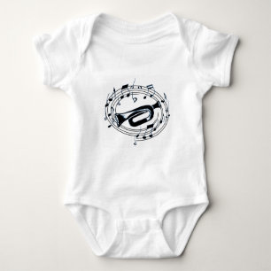 Trumpet and Musical Notes Baby Bodysuit