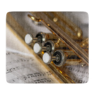 Trumpet and Sheet Music Brass Instrument Cutting Board