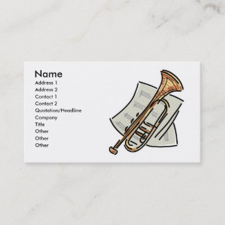 trumpet and sheet music, Name, Address 1, Addre... Business Card
