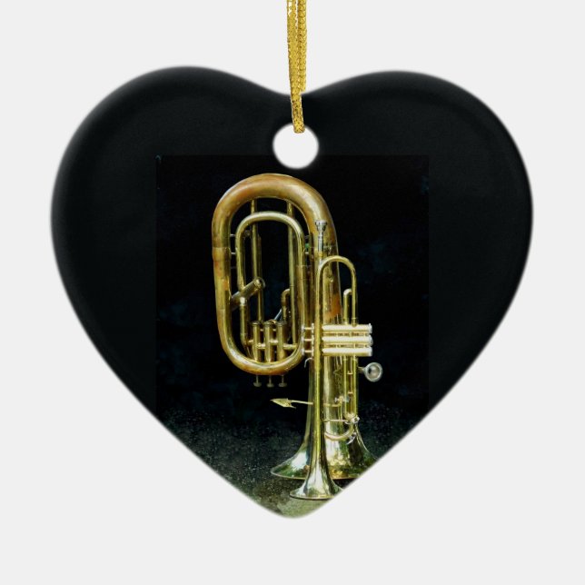 Trumpet And Tuba Ceramic Tree Decoration (Front)
