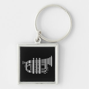 TRUMPET BAR CODE Music Barcode Pattern Design Key Ring
