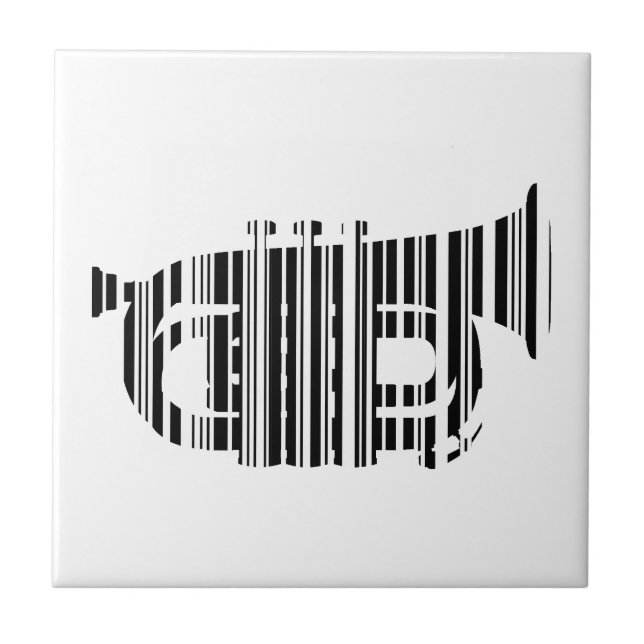 TRUMPET BAR CODE Music Barcode Pattern Design Tile (Front)