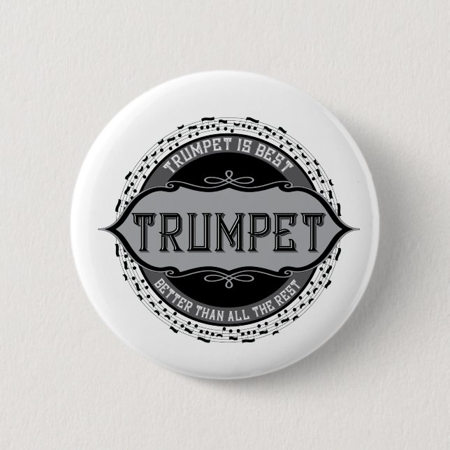 Trumpet Best Music Note Circle 6 Cm Round Badge (Front)