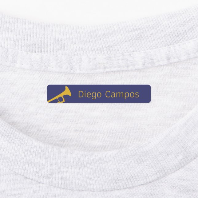 Trumpet Blue Gold Name Labels for Shirts (Affixed)