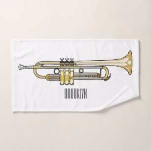 Trumpet cartoon illustration  bath towel set