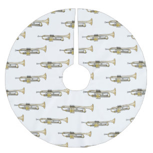 Trumpet cartoon illustration brushed polyester tree skirt
