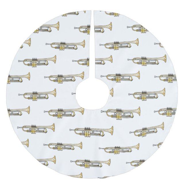 Trumpet cartoon illustration  brushed polyester tree skirt (Front)