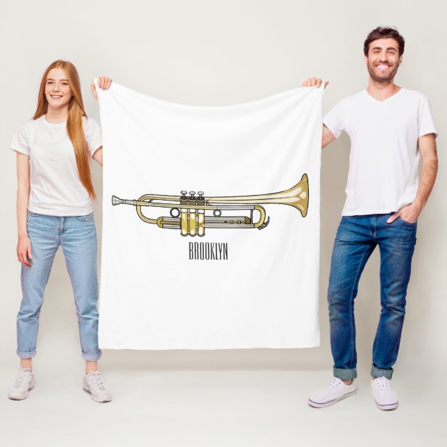 Trumpet cartoon illustration  fleece blanket (In Situ)