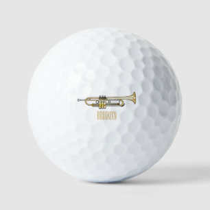 Trumpet cartoon illustration  golf balls