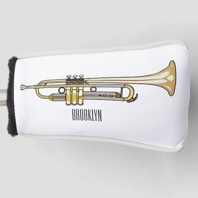 Trumpet cartoon illustration  golf head cover (Front)