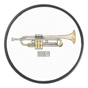 Trumpet cartoon illustration hockey puck
