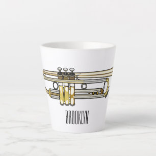 Trumpet cartoon illustration  latte mug