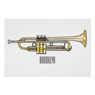 Trumpet cartoon illustration  poster