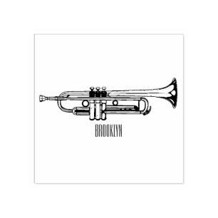 Trumpet cartoon illustration rubber stamp