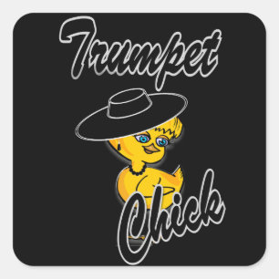 Trumpet Chick #4 Square Sticker