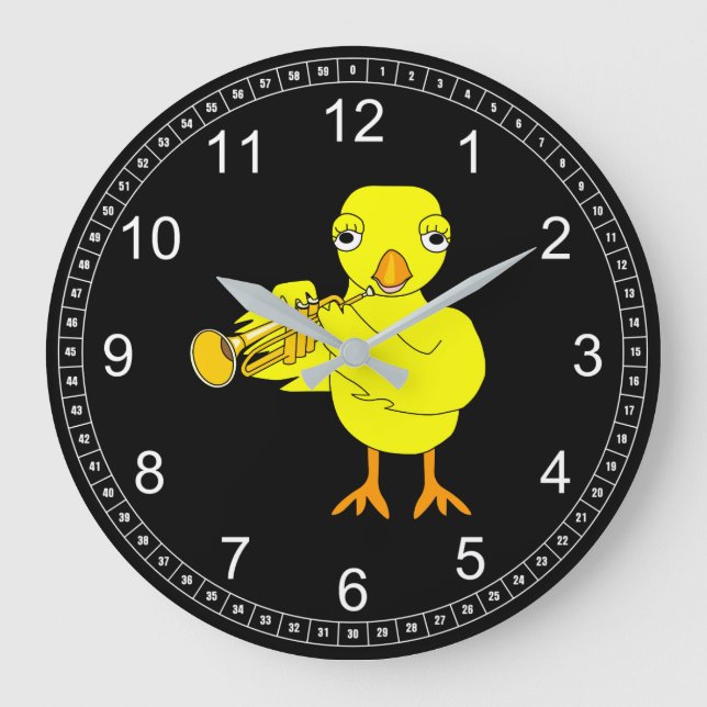 Trumpet Chick Large Clock (Front)