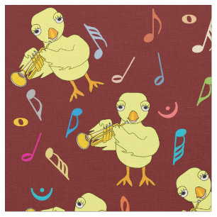 Trumpet Chick Music Notes  Fabric
