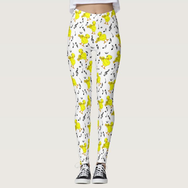 Trumpet Chick Music Notes Leggings (Front)