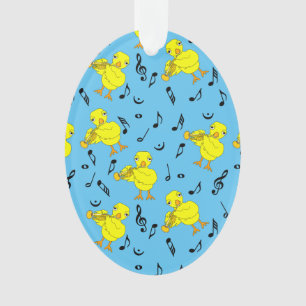 Trumpet Chick Music Notes Ornament