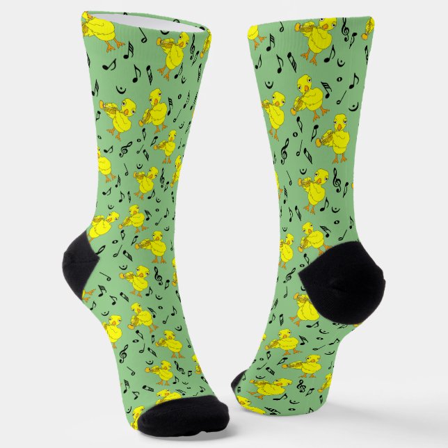 Trumpet Chick Music Notes Socks (Angled)