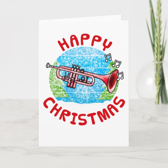 Trumpet Christmas Card Trumpeter Brass Musician (Front)