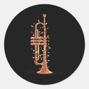 Trumpet Christmas Graphics Lights Lover Player Tru Classic Round Sticker