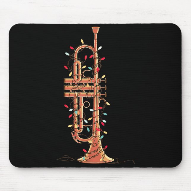 Trumpet Christmas Graphics Lights Lover Player Tru Mouse Pad (Front)
