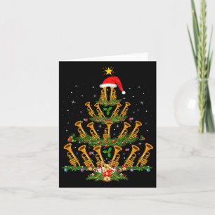 Trumpet Christmas Tree Lights Music Lover Musical Card