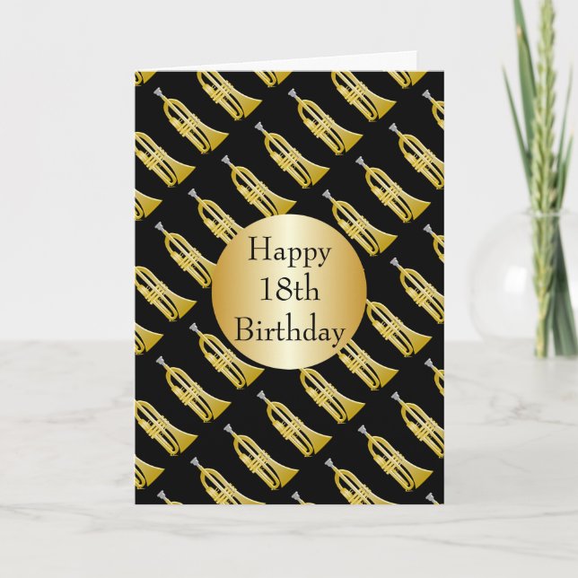 Trumpet Design Personalised 18th Birthday Card (Front)