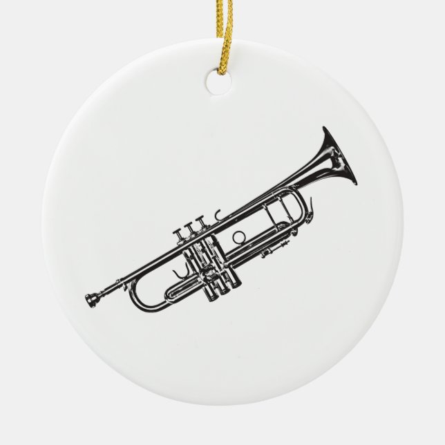 Trumpet "Drawing" Ceramic Tree Decoration (Front)