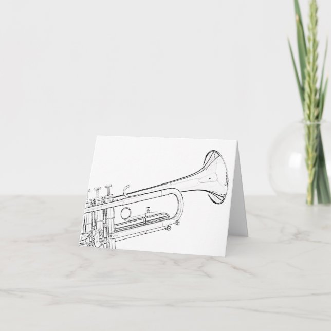 Trumpet Drawing Greeting Cards (Front)