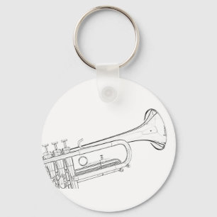 Trumpet Drawing Keychain