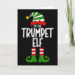 Trumpet Elf Xmas Music Instrument Matching Christm Card