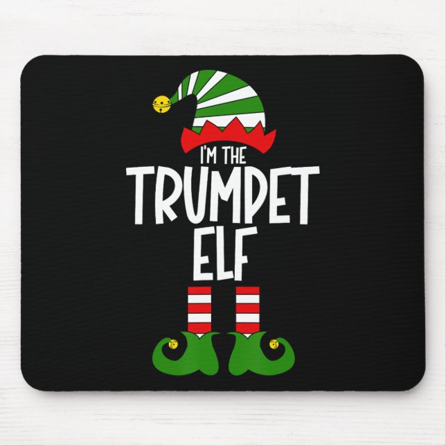 Trumpet Elf Xmas Music Instrument Matching Christm Mouse Pad (Front)