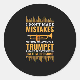 Trumpet Funny Musician Band Player Trumpeter Gift Classic Round Sticker