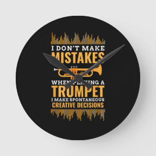 Trumpet Funny Musician Band Player Trumpeter Gift Round Clock