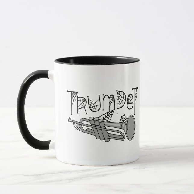 Trumpet Halloween Cobwebs Mug (Left)