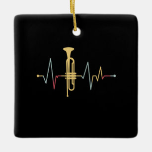 Trumpet Heartbeat Ceramic Ornament