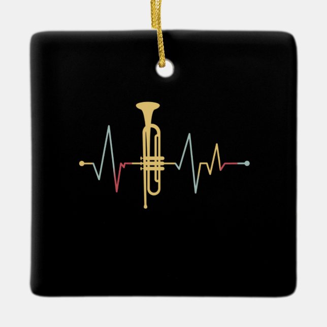Trumpet Heartbeat Ceramic Ornament (Front)