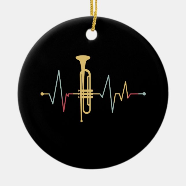 Trumpet Heartbeat Ceramic Tree Decoration (Front)