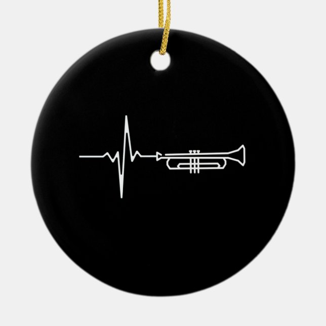 Trumpet Heartbeat Ceramic Tree Decoration (Front)