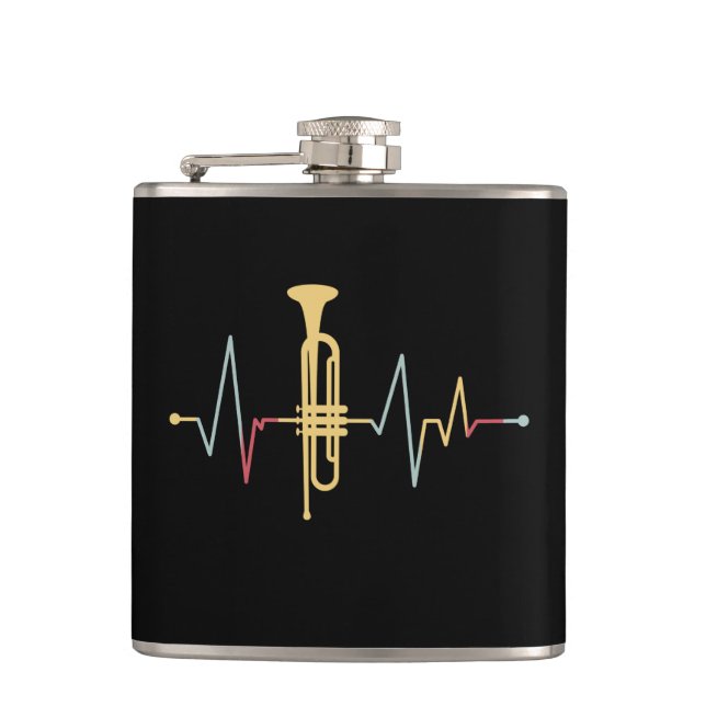 Trumpet Heartbeat Hip Flask (Front)