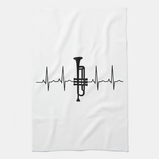 Trumpet Heartbeat Tea Towel (Vertical)