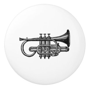 Trumpet horn brass instrument vintage musical art ceramic knob