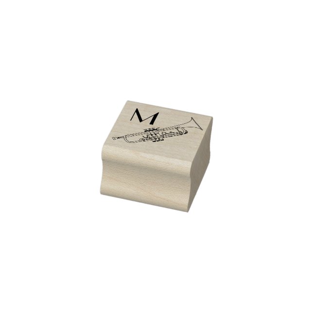 Trumpet Initial Monogram Musician Band Teacher Rubber Stamp (Stamp)